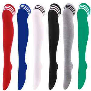 Calcetines hasta la rodilla de estilo japonés para mujer Diseño de rayas escolares occidentales de punto sin costuras - Product Image 2