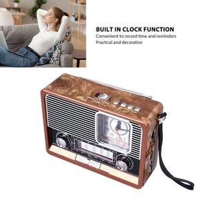 Factory Retro BT Radio Clock AM FM SW Full Band Desktop Radio ABS Plastic TF <b>USB</b> AUX Play Bass <b>Speaker</b> Rechargeable Battery - Product Image 5