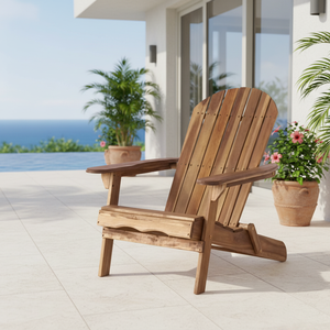 Modern Foldable Eco-Friendly Weather Resistant Solid <b>Oak</b> Wood Outdoor Chair Manual Recliner Laser Printed Design with Warranty - Product Image 1