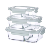 Boîte à lunch en verre borosilicate avec compartiments séparés, résistante aux fuites, compatible micro-ondes, idéale pour la préparation des repas et la rentrée scolaire - Offre Spéciale