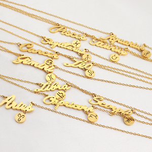 Collier <span class=keywords><strong>Horoscope</strong></span> Plaqué Or 18 carats, Design Creux, Lettre Personnalisée, Collier Signe du Zodiaque, Collier Signe Astrologique, Bijoux Islamiques - Product Image 4