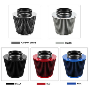 Filtre à air cylindrique 76 mm, tête de champignon, motif carbone rouge, pour modification, rénovation et mise à niveau de voiture, avec collier de serrage inclus - Product Image 5