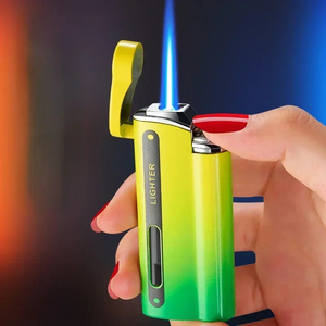 Briquet à <span class=keywords><strong>flamme</strong></span> KY Torch en métal, briquet à gaz butane, briquets à cigarettes gonflables, accessoires de fumeur coupe-vent pour hommes - Product Image 4