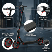 Scooter Eléctrico Plegable YIZHI para Adultos, Scooter Eléctrico Portátil con Luz LED, 3 Velocidades, Largo Alcance para Viajes Diarios