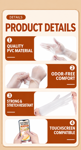 Guantes Desechables de PVC Transparentes, Aptos para Alimentos, Lisos e Impermeables para la Manipulación y Preparación de Alimentos - Product Image 5