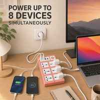 Multiprise universelle 4 ports USB, compacte en ABS, avec interrupteur à une touche, câble de 1,8 m, prise UE à 90 degrés, pour la maison et le bureau