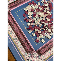 Offre Spéciale : Jeu de Tuiles de Mahjong Américain en Acrylique Gravé et Sculpté, Rouge et Bleu Lagune, Jeu de Société, Cadeaux de Noël