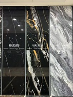 Carreaux de sol en porcelaine effet marbre pleine masse Guangdong Foshan Huanai 900x1800mm, finition noire brillante, antidérapants, épaisseur 9mm