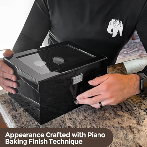 Support à montres en bois ProCase carré à 8 emplacements pour hommes, noir, organisateur d'affichage à 2 niveaux, tiroir, anti-poussière, résistant à l'eau, boîtes à montres - Product Image 1