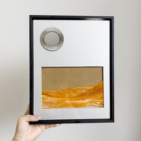 Plaque Métallique Argentée avec Sablier Orangé Doré à Effet Sable Mouvant, Trophée de Cérémonie, Récompense Professionnelle MH-FJ007