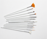 Lot de 15 pinceaux à ongles à manche blanc, multifonctions, pour gel, peinture, liner et éventail, idéal pour salon de manucure et décoration d'ongles DIY