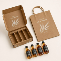Boîte cadeau personnalisée en papier kraft recyclable avec compartiments et inserts en papier, pour mini-bouteilles de whisky, coffret de dégustation, échantillons de liqueur, avec feuille d'aluminium