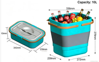 Seau à glace pliable en plastique PP, capacité de 10 L, pour usage domestique, sans besoin d'électricité, isolation extérieure pendant 8 heures, garantie de 2 ans