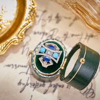 Achat en ligne de colliers, boucles d'oreilles, bagues et bracelets classiques bleu turquoise, bijoux en laiton, cadeaux de mariage, ensemble de 4 pièces