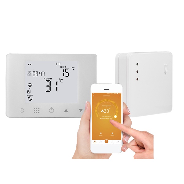 433mhz émetteur et récepteur sans fil thermostat de radiateur pour d'ambiance programmable plancher régulateur de chauffage