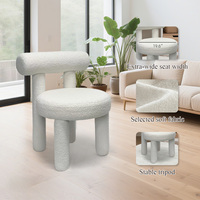 Chaise latérale à dossier rond Chaise de loisirs moderne sans accoudoirs Chaise de salle à manger rembourrée crème Performance Bouclé