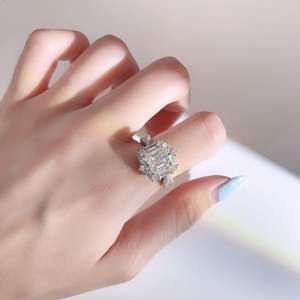 Moissanite ring 925 sterling zilver platina geplateerd <span class=keywords><strong>Asscher</strong></span> geslepen <span class=keywords><strong>2</strong></span> karaat Ice Tower gecertificeerd klauwzetting dames verlovingsring - Product Image 5