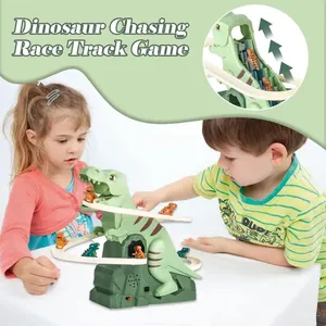 Juego de Montaña Rusa con tobogán de aventura eléctrico para interiores, pista de carreras de dinosaurios para niños pequeños con música ligera, regalo de plástico para niños - Product Image 4