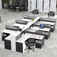 Postes de travail ouverts simples et modernes, table en bois multi-bureaux, ensemble de mobilier de bureau commercial