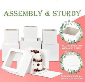 Boîtes à gâteaux hautes avec fenêtre, boîtes de boulangerie jetables, conteneurs à emporter, 2 ou 3 niveaux pour la Fête des Mères - Product Image 5