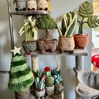 Boneka Jelly Fun Plant Plush Toy Polyester PP Cotton Seri Bonsai Gantungan Ransel Pot Tanaman Hijau Dekorasi Kantor Unisex Grosir