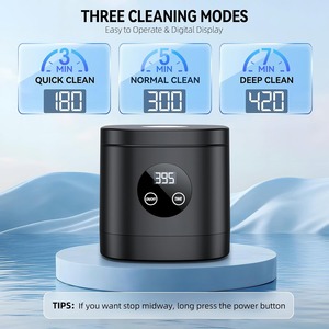 Máquina Limpiadora Ultrasónica de Retenedores, Limpiador Ultrasónico de Dentaduras Postizas para Protectores Nocturnos, Aparatos Ortodóncicos, Cabezales de Cepillo de Dientes, Joyería y Más, Negro - Product Image 2