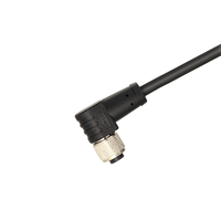 Connecteur pré-assemblé KRONZ M12 avec câble de 5 m, femelle, angulaire, PVC noir, blindé, IP67, connecteurs d'assemblage industriels
