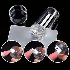 Kit de tampon et racloir à ongles en silicone transparent pour vernis <span class=keywords><strong>gel</strong></span>, manucures françaises DIY, outil de stamping pour nail art avec capuchon et racloir - Product Image 3