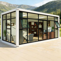 Maison conteneur moderne en verre préfabriquée, design modulaire pour chambre à coucher, cuisine extérieure, maisonnette respirante préfabriquée