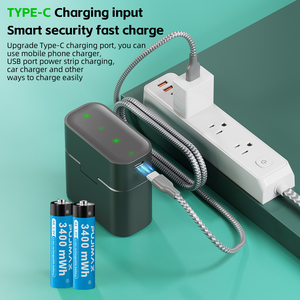 Caricabatterie Intelligente PUJIMAX per Batterie <span class=keywords><strong>AA</strong></span> al <span class=keywords><strong>Litio</strong></span>, Caricatore Rapido con 4 Batterie <span class=keywords><strong>AA</strong></span> 3400mWh Li-ion Incluse - Product Image 5