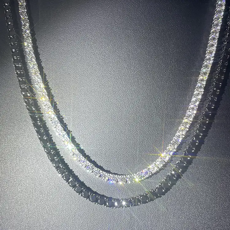 Lulus Diamond Test 925 Perak dengan D Warna Moissanite Berlian 2Mm-5Mm Lebar Tenis Kalung/Gelang Rantai