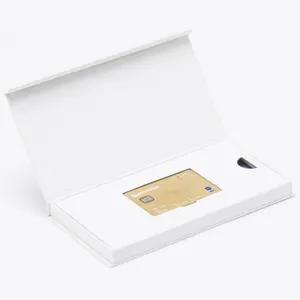 Custom Luxury Book Shaped White Black Rigid Cardboard Paper Packaging Safe Business Gift Credit Card Box