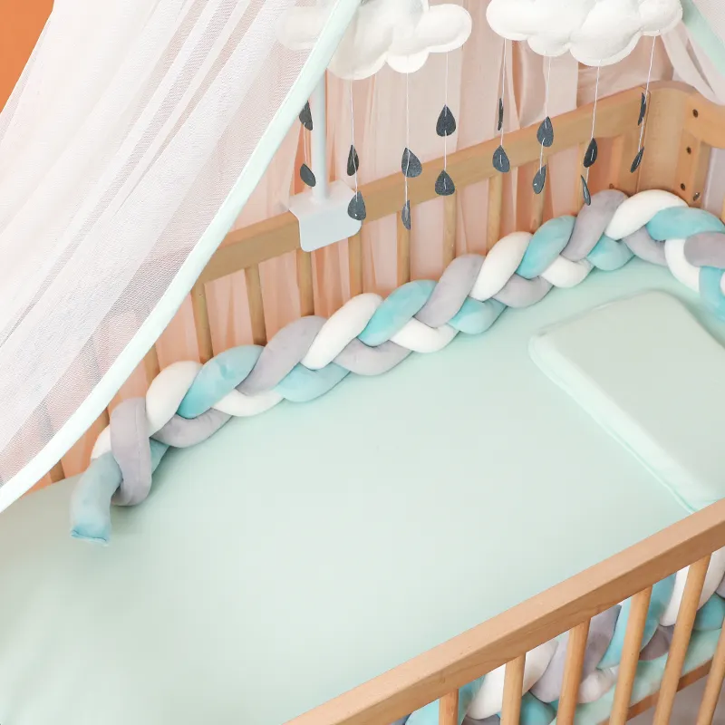 2020 Ademend Gevlochten Zachte Peuter Cot Veiligheid Klink Gate Bed Guard Dekbedovertrek Bumper Pads Plastic Bed Side Rail Voor baby Wieg