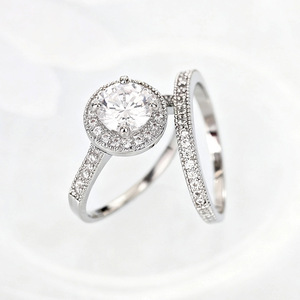 Ensemble de bagues classiques en zircon rond pour femmes, bijoux élégants pour mariage et fiançailles - Product Image 6