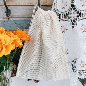Ensemble de sacs en filet de coton réutilisables Chuanghua avec cordon de serrage, sacs en coton biologique pour les courses et les fruits - Product Image 2
