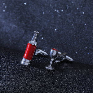 Nuovo arrivo gioielli di alta qualità fabbricazione di gemelli bottiglia di vino rosso e gemelli da uomo con polsino a calice - Product Image 5