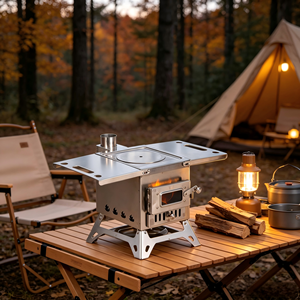 <span class=keywords><strong>Estufa</strong></span> de <span class=keywords><strong>Leña</strong></span> Portátil Plegable de Acero Inoxidable para Camping y Picnic con Bandeja para Hornear, <span class=keywords><strong>Estufa</strong></span> Multifuncional Tipo <span class=keywords><strong>Cassette</strong></span> - Product Image 6