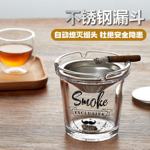 Cendrier en verre exclusif Smoke avec couvercle, design rétro, pour utilisation sur bureau, taille standard - Product Image 3