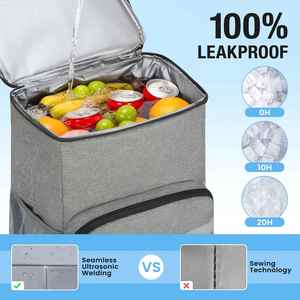 Sac isotherme souple grand format avec compartiment à fermeture éclair pour dégagement facile, idéal pour le campus, les repas en extérieur, pour les filles, avec panneau solaire pour aliments chauds ou froids - Product Image 2