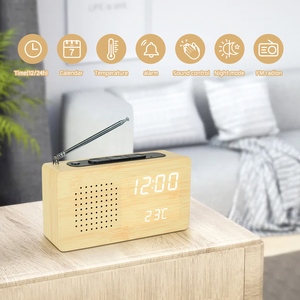Evertop ET525 Modèle classique <span class=keywords><strong>Radio</strong></span> FM en <span class=keywords><strong>bois</strong></span> 3 alarmes Température Multifonction Table numérique Horloge LED - Product Image 2