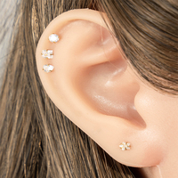 Bijoux en titane HENGSEN, boucles d'oreilles à dos plat fileté intérieurement, anneau de lèvre en forme de cœur et d'étoile avec zircon cubique, bijoux de piercing pour l'oreille