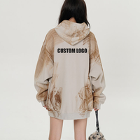 Hoodie Unisex Streetwear Hip Hop Grosir, Bahan Tebal, Jahitan Vintage, Model Crop, Hoodie Pria Berbahan Washed