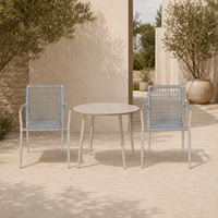 Chaise de salle à manger d'extérieur confortable en corde tressée, design européen, avec structure en aluminium inaltérable pour patio, parc et loisirs