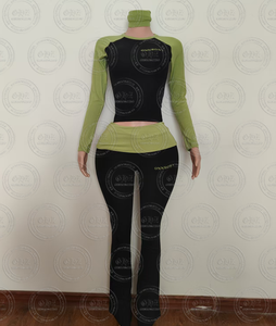 Ensemble Décontracté Skinny 2 Pièces Femme Automne 2025 avec Haut Manches Longues, Pantalon Évasé Taille Pliée et Bandeau, Personnalisable avec Logo - Product Image 4