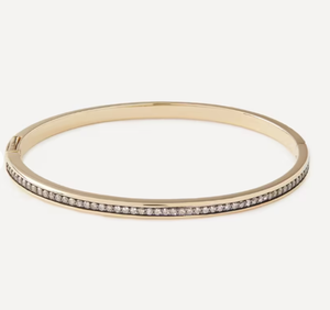 Bracelet jonc classique en or 14ct champagne et diamants - Product Image 1
