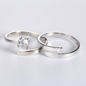 Regalo del Día de San Valentín Promesa Anillo de compromiso de boda Joyería fina CZ 925 Anillos de pareja de plata esterlina para amantes - Product Image 3