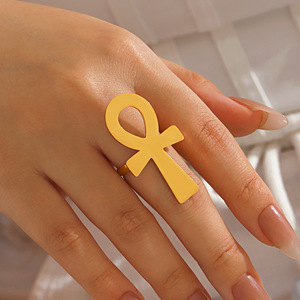 European and American Fashionable Stainless Steel Women's Jewelry Rings - 18K Gold Geometric Sunny Doll <b>Gift</b> Rings - Wholesale - Product Image 1