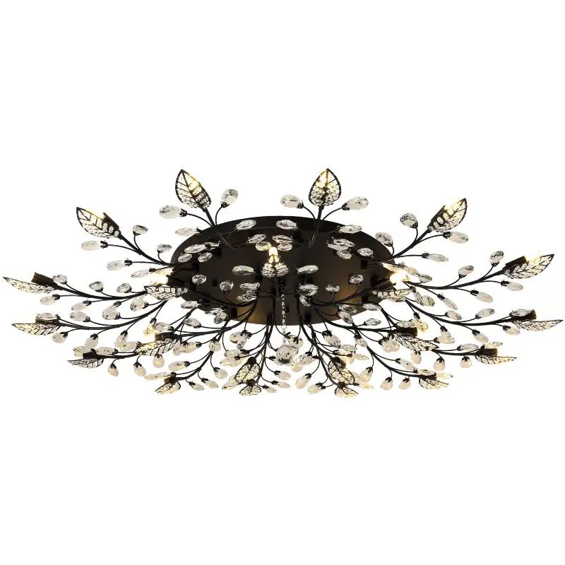 Nordic Postmodern Fashion Luxury Crystal Chandelier Living Room Headlight Warm Romantic Girl Bedroom Flower Ceiling Lamp