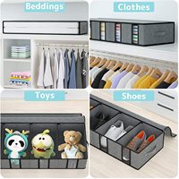Boîte de rangement de lit pliable en 2 pièces, cloison amovible, vêtements, chaussures, literie, housse en tissu, écologique, non tissé, armoire