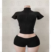Ensemble deux pièces camouflage pour femme : veste courte, crop top et short – Tenue de fitness Y2K en nylon – Survêtement et vêtements de sport pour femme